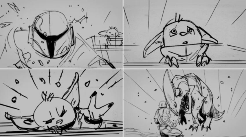 ejemplo de Storyboard de El Mandaloriano